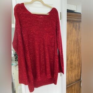Lightweight red / light sequined sweater
